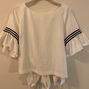 open back short sleeve blouse